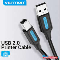 Vention KÁBEL USB-A 2.0/M -> USB-B/M, 0.5m, (PVC, fekete, nyomtatókábel, printerkábel), Vention
