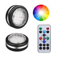  2 db-os mini RGB LED lámpa szett távirányítóval – kör alakú, színes hangulatvilágítás konyhába, hálószobába, nappaliba