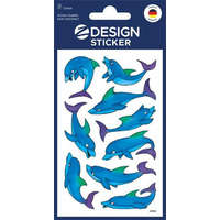 AVERY ZWECKFORM Matrica, papír, 2 ív, 76x120 mm, AVERY ZWECKFORM, Z-Design No.53444, csillogó delfinek (AY53444)