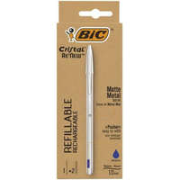BIC Golyóstoll 0,32 mm, kupakos, matt ezüst színű tolltest, BIC Cristal Re&#039;New, kék + betét (BC997202)