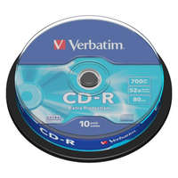 VERBATIM CD-R lemez, 700MB, 52x, 10 db, hengeren, VERBATIM DataLife (CDV7052B10DL)