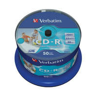VERBATIM CD-R lemez, nyomtatható, matt, no-ID, AZO, 700MB, 52x, 50 db, hengeren, VERBATIM (CDV7052B50N)