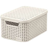CURVER Rattan hatású kosár tetővel, 6l, törtfehér, CURVER Style S (CSCR7BT)