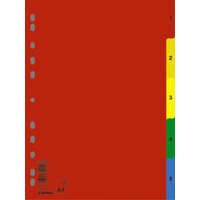 DONAU Regiszter, műanyag, A4, 1-5, DONAU, színes (D77080)