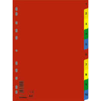 DONAU Regiszter, műanyag, A4, 1-10, DONAU, színes (D77120)