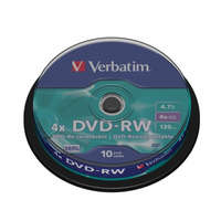 VERBATIM DVD-RW lemez, újraírható, 4,7GB, 4x, 10 db, hengeren, VERBATIM (DVDVU-4B10)
