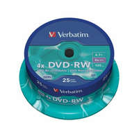 VERBATIM DVD-RW lemez, újraírható, 4,7GB, 4x, 25 db, hengeren, VERBATIM (DVDVU-4B25)