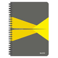 LEITZ Spirálfüzet, A5, vonalas, 90 lap, laminált karton borító, LEITZ Office, szürke-sárga (E44590015)