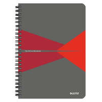 LEITZ Spirálfüzet, A5, vonalas, 90 lap, laminált karton borító, LEITZ Office, szürke-piros (E44590025)
