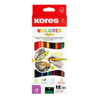 KORES Színes ceruza készlet, kétvégű, háromszögletű, KORES Duo, 24 különböző szín (IK100612)