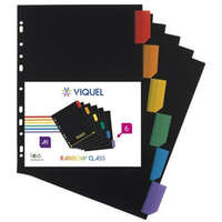 VIQUEL Regiszter, műanyag, A4 Maxi, 6 részes, VIQUEL Rainbow Class, fekete (IV157067)