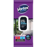 VORTEX Nedves törlőkendő, üveg- és tükör felületre, visszazárható tetővel, 48 db, VORTEX (KHK971)