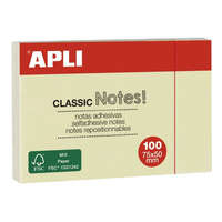 APLI Öntapadó jegyzettömb, 50x75 mm, 100 lap, APLI Classic, sárga (LNP10971)
