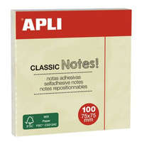 APLI Öntapadó jegyzettömb, 75x75 mm, 100 lap, APLI Classic, sárga (LNP10975)