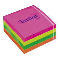 TARTAN Öntapadó jegyzettömb, 76x76 mm, 400 lap, TARTAN, vegyes neon színek (LPT7676CN)