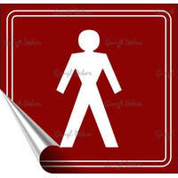 . Információs matrica, 8,7x8,3 cm, toalett, férfi szimbólum, burgundi vörös/fehér (LUIN079)