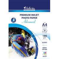 VICTORIA PAPER Fotópapír, tintasugaras, A4, 180 g, fényes, VICTORIA PAPER Advanced (LVIG01)