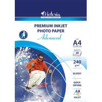 VICTORIA PAPER Fotópapír, tintasugaras, A4, 240 g, fényes, VICTORIA PAPER Advanced (LVIG03)