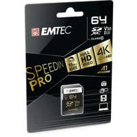 EMTEC Memóriakártya, SDXC, 64GB, UHS-I/U3/V30, 95/85 MB/s, EMTEC SpeedIN (MESD64GS)