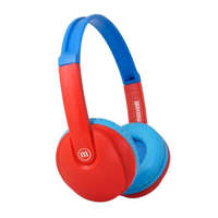 MAXELL Fejhallgató, gyerek méret, vezeték nélküli, Bluetooth, mikrofonnal, MAXELL HP-BT350, kék-piros (MXFBT350BLR)