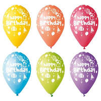 . Léggömb, 30 cm, Happy Birthday, bohócos (PT11PRBOH)