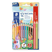 STAEDTLER Színes ceruza készlet, háromszögletű, vastag, hegyezővel, STAEDTLER Noris&reg; Jumbo 128, 10+2 különböző szín (TS128NC12P1)