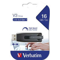 VERBATIM Pendrive, 16GB, USB 3.2, 60/12 MB/s, VERBATIM V3, fekete-szürke (UV16GS)
