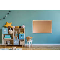 VICTORIA VISUAL Parafatábla, kétoldalas (parafa/parafa), 60x90 cm, fa keret, VICTORIA VISUAL (VVI35)