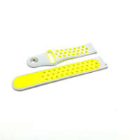 Utángyártott 20 mm cserélhető szilikon szíj okosórához - 20 mm, lyukacsos, szilikon, szürke, szürke-citromsárga, Univerzális