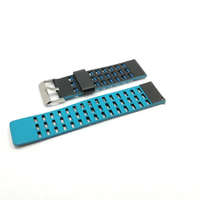 Utángyártott 22 mm cserélhető szilikon szíj okosórához - 22 mm, bőr, fekete, fekete-kék, lyukacsos, Univerzális