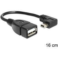  Delock USB-B 2.0 mini -> USB-A 2.0 M/F adatkábel 0.16m OTG 90°/egyenes
