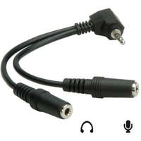  Roline Jack stereo 3,5mm (4pin) -> 2db Jack stereo 3,5mm M/F audio kábel 0.15m fekete