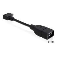  Delock USB-B 2.0 micro -> USB-A 2.0 M/F adatkábel 0.1m fekete 90°-os csatlakozó, OTG
