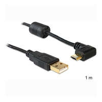  Delock USB-A 2.0 -> USB-B 2.0 micro M/M adatkábel 1m fekete 90°-os csatlakozó