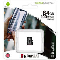  Kingston 64GB Canvas Select Plus Class 10 UHS-1 microSDXC memóriakártya Single Pack