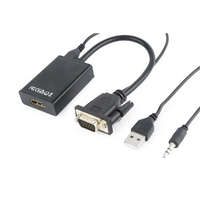  Gembird VGA Jack stereo 3,5mm -> HDMI M/F adapter 0.15m fekete
