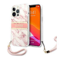 Apple Guess TPU Marble Stripe Apple iPhone 13 Pro Max hátlap tok, rózsaszín