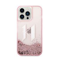 Apple Karl Lagerfeld Liquid Glitter Big KL Apple iPhone 14 Pro hátlap tok, rózsaszín