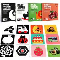 Qingtang Craft Vizuális észlelést fejlesztő képkártyák babáknak - kontrasztos fekete-fehér és színes képek ( Baby Vision)
