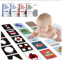 Qingtang Craft Vizuális észlelést fejlesztő képkártyák babáknak - kontrasztos fekete-fehér és színes képek ( Baby Visual Stimulus Cards)