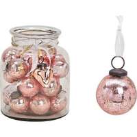 Deco Karácsonyi 5cm dísz antik 20' gömb rózsaszín pink 5x5x5 kézzel festett nehéz üvegből fenyődísz