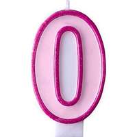 Deco Szülinapi számgyertya -0- 6,5cm tortagyertya rózsaszín színű PartyDeco - Happy Birthday!