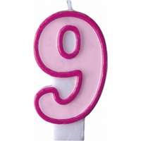Deco Szülinapi számgyertya -9- Pink 6,5cm tortagyertya rózsaszín színű PartyDeco - Happy Birthday!