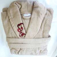 Frottír sálgalléros köntös, Barna-halvány Elegante Hímzett (Ü3)(100% pamut), L