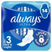 Always Always Ultra Day & Night egészségügyi betét szárnyas éjszakai intimbetét 14 db nőknek