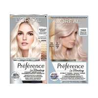 L'Oréal Paris L'Oréal Paris Préférence Les Blondissimes szett hajfesték 60 ml Változat Ultra Platinum + hajfesték 60 ml Változat Platinum Pearl nőknek