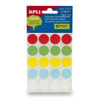 APLI Etikett, 19 mm kör, kézzel írható, színes, apli, vegyes színek, 100 etikett/csomag 7109