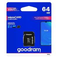 Goodram Goodram memóriakártya 64gb (microsdxc, class 10, uhs-i 1, m1aa-0640r11 utód) + sd adapter m1aa-0640r12