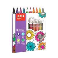 APLI Filctoll készlet, 3,8 mm, csillámos, apli kids "markers glitter", 10 különböző szín 18218