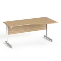 MAYAH íróasztal, íves, jobbos, szürke fémlábbal, 160x80 cm, mayah "freedom sv-29", kőris sv-29/ibxa29k